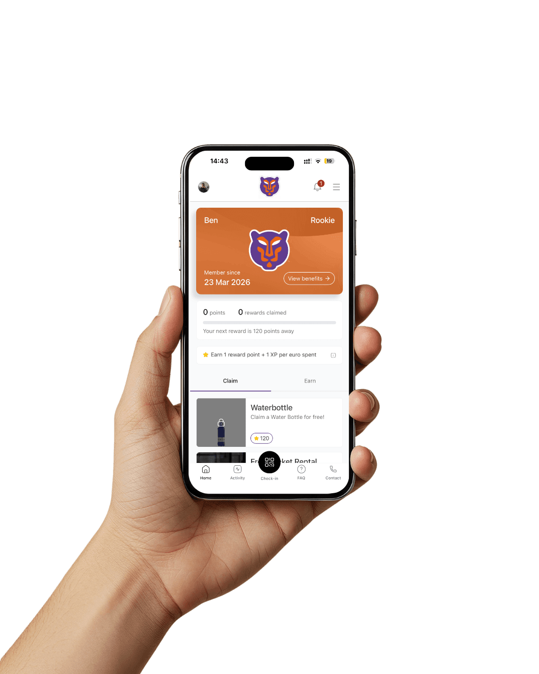 Tiger Padel Loyalty App auf dem iPhone