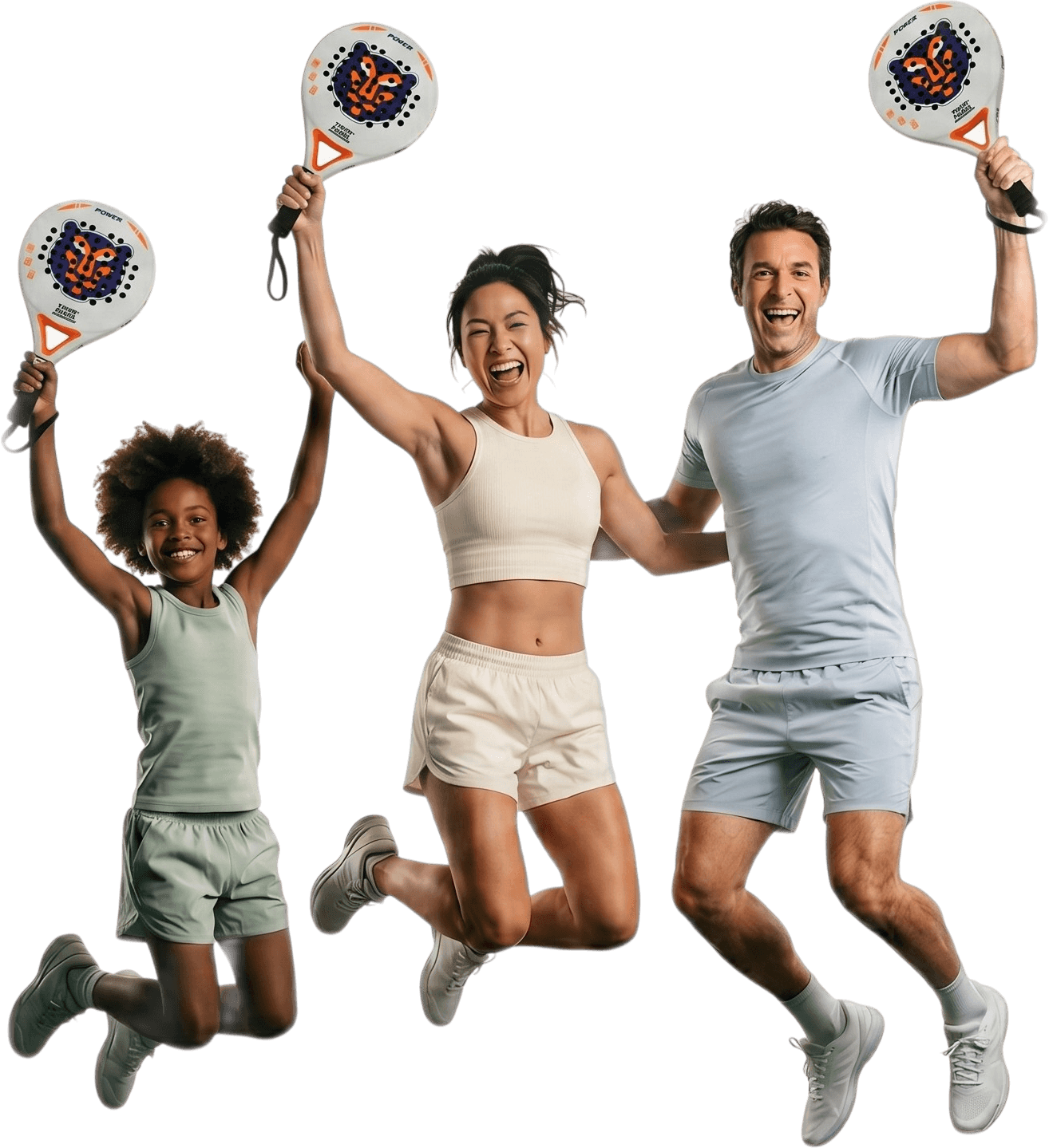 Familie mit Padel-Schlägern bei Tiger Padel